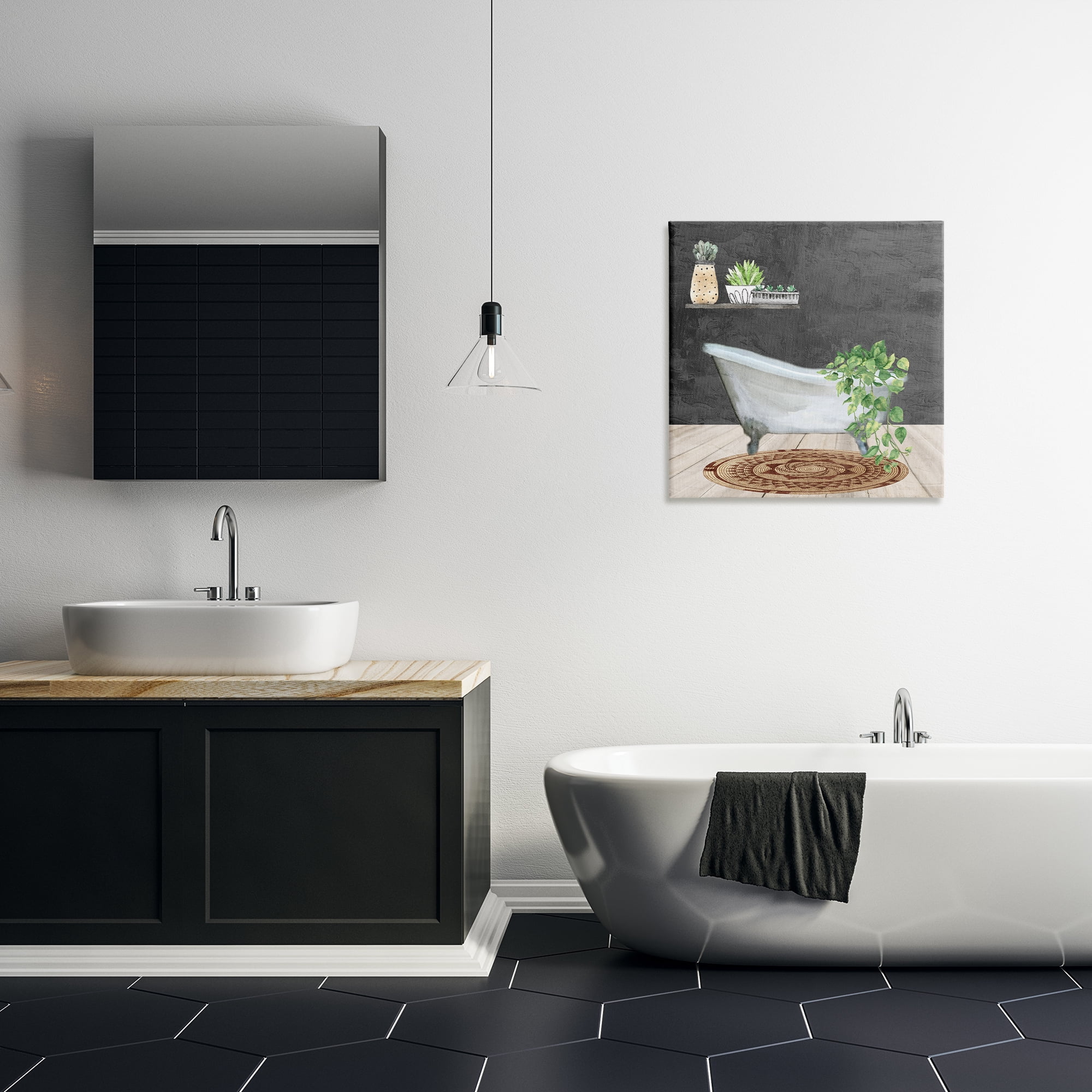 Stupell Industries Botanical Bathtub Scene Bath & Laundry Painting Wrapped Canvas Art Print Wall Art, 24 x 24