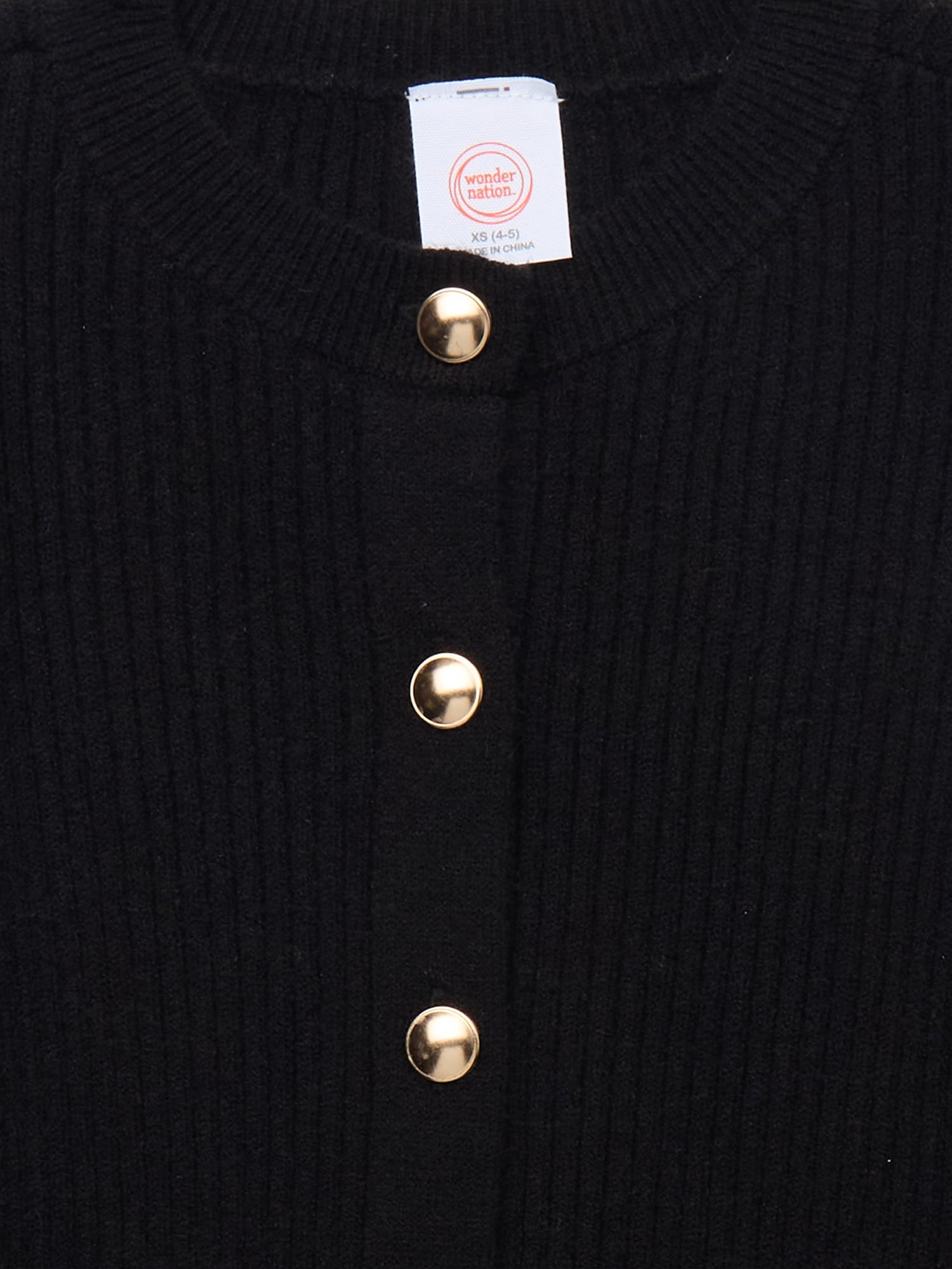Wonder Nation Girls Ribbed Button Front Cardigan Sweater, Sizes 4-18 & Plus