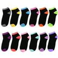 thumbnail image 2 of 12 Pairs Two-Tone Assorted Colors Women's Ankle Socks Size 9-11, 2 of 2
