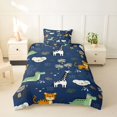 thumbnail image 2 of Castle Fairy Cute Giraffe Monkey Zebra Twin Duvet Cover,Tropical Palm Leaf Twin Bedding,Navy Blue Green,Navy Blue Reversible,2pcs,No Comforter,1 Duvet Cover and 1 Pillowcase, 2 of 6
