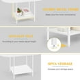 thumbnail image 4 of White Coffee Table for Living Room, Small Oval Coffee Table with Storage and Wood Tabletop, Mid Century Round Center Table for Small Space, Home Office, 4 of 16