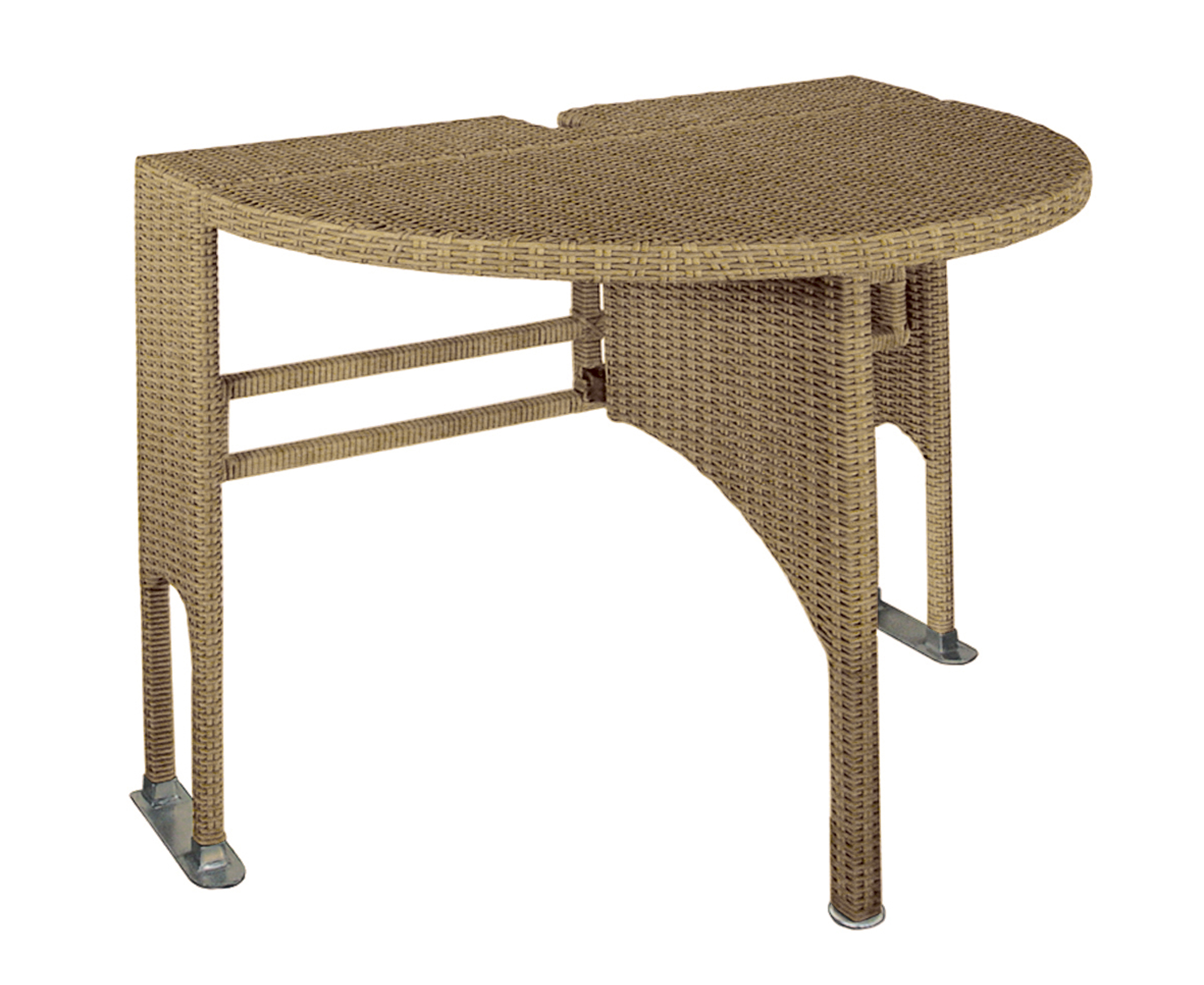 Blue Star Group Terrace Mates Adena All-Weather Wicker Coffee Color Table Set w/ 9'-Wide OFF-THE-WALL BRELLA - Green SolarVista Canopy - image 4 of 7