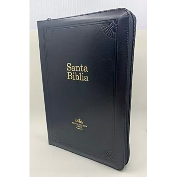 Biblia de estudio arco iris Reina-Valera 1960 semil piel negro con indice y cierre Imitation Leather