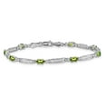 thumbnail image 3 of Real 14kt White Gold Diamond and Peridot Chain Bracelet; 7 inch; Lobster Clasp; for Adults and Teens; for Women and Men, 3 of 3