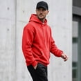 thumbnail image 4 of Fleece Hoodie Men Basic Plain Pullover Cotton Blend Oversized Red S, 4 of 7