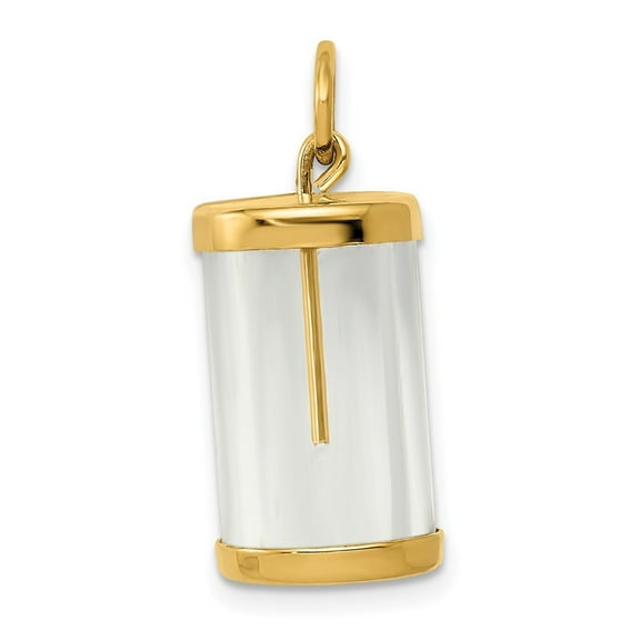 Diamond2Deal 14K Yellow Gold Fillable Capsule Charm Pendant for Women (L-22 mm,W-11 mm)