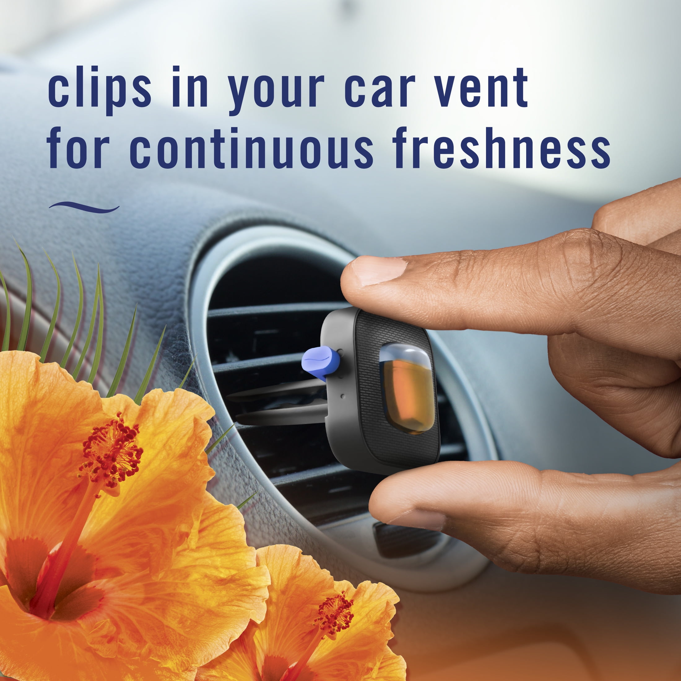 (2 pack) Febreze AUTO Car Air Freshener, Odor-Fighting Car Vent Clip, Tropical Beach, 2 Count