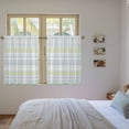 thumbnail image 4 of Aqua Yellow Stripe Tier Curtains, Abstract Art Modern Vertical Striped Light Filtering Kitchen Curtains, 2Pcs Rod Pocket Half Window Treatments Panels for Sink Cafe Cabinet Basement 27.5x45 Inches, 4 of 9