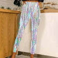 thumbnail image 2 of lcziwo Clearance, Yoga Pants for Women 2025 New Years Eve Party Glitter Sequin Print Leggings Casual High Waisted Seamless Workout Tight Bottom Pants Multicolor S, 2 of 6