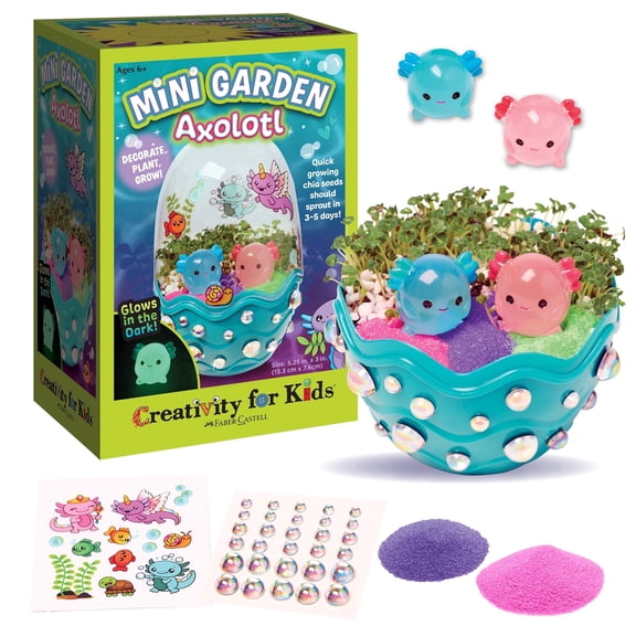 Creativity for Kids Mini Garden Axolotl: STEM Arts and Crafts for Kids, Summer Crafts