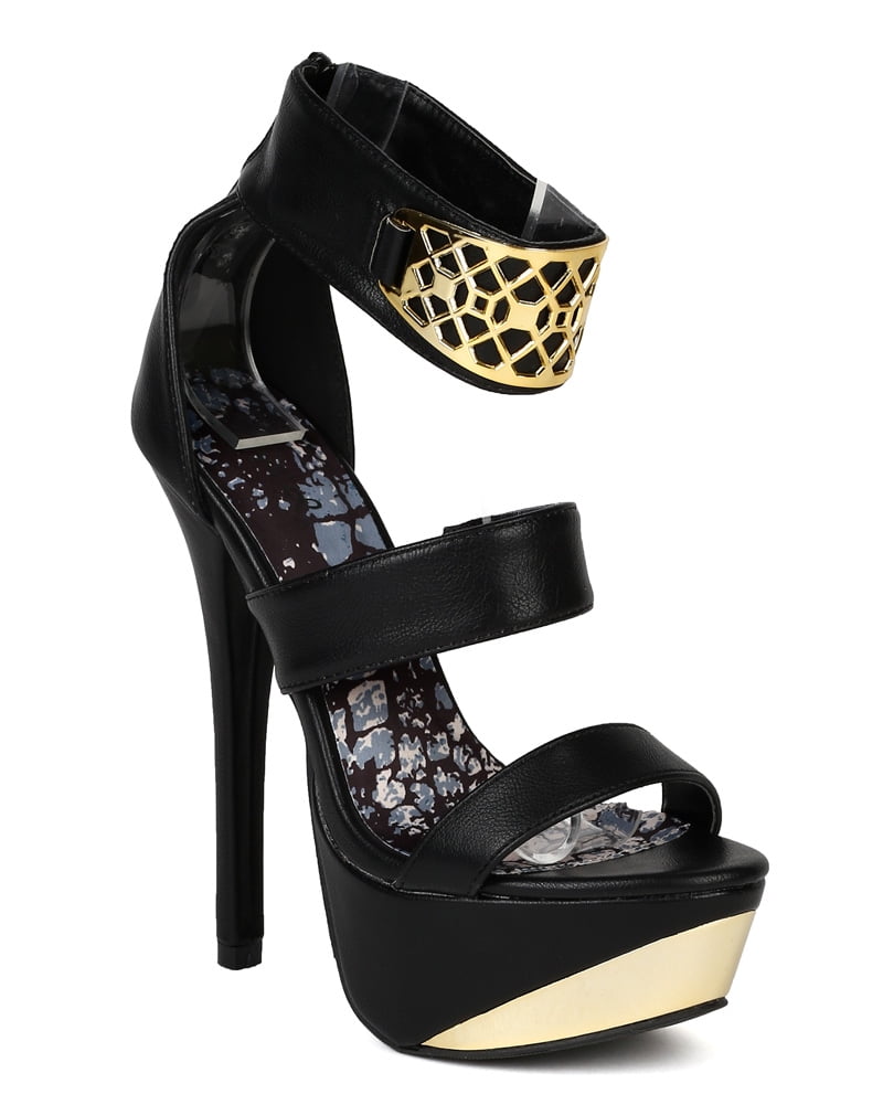 Qupid Womens Peep Toe Platform Ruffle Upper Stilettos High Heel Dress Sandals Fashion Shoes