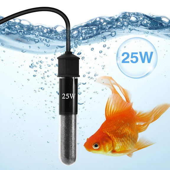 HIBIBUD Mini Heater Aquarium Fish Tank, Submersible Heater Turtle Heat Rod with Temperature Display Controller for Betta Frogs Newts Turtles, 25W,(Preset Temperature 78℉)
