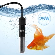 HIBIBUD 25W Mini Aquarium Heater, Submersible Fish Tank Heater with Temperature Display, Shatterproof Quartz Glass Betta Heater for 2-5 Gallon Tanks, Turtle Heat Rod for Frogs and Newts