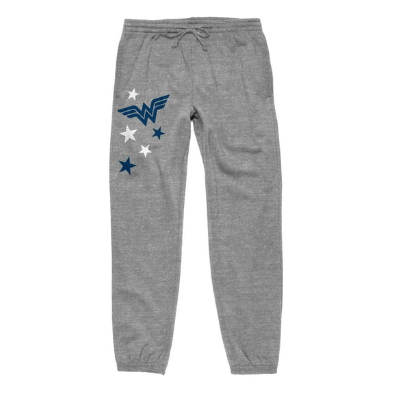 Wonder Woman W and Stars Adult Unisex Heather Grey Graphic Sweatpants-XS