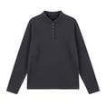 thumbnail image 4 of thefmos Women Plus Size Fall Winter Collared Long Sleeve Button Down Shirts Casual Pullover Tops Solid Loose Tunic Blouses Vacation Office Clothes, Black XL, 4 of 6
