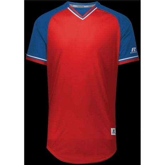 Russell R01X3B.05R.L Youth Classic V-Neck Jersey - True Red, Royal & White - Large