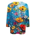 thumbnail image 4 of CYMMPU Women's Crewneck Floral Printed 3/4 Length Sleeve Swing Shirts Summer Fall Business Work Blouses Basic Tees Vintage Tunic Tops 2025 Clothes Multicolor S, 4 of 5