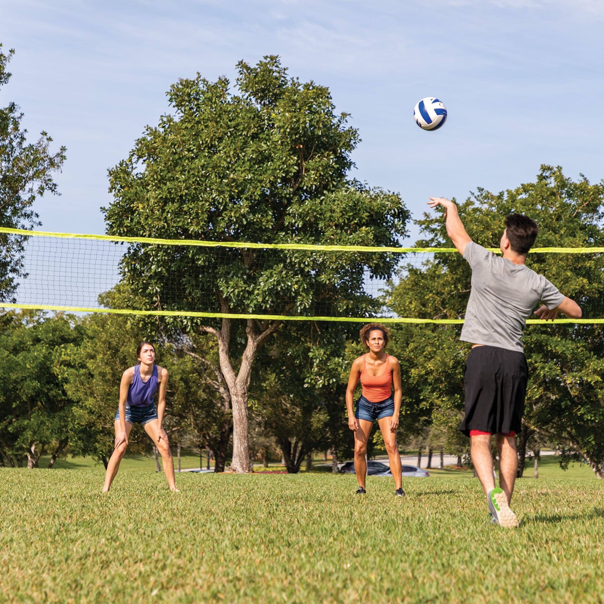 EastPoint Sports 2-in-1 Volleyball and Badminton Set, Adjustable Height Net Set with all Accessories