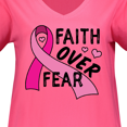 thumbnail image 3 of Inktastic Breast Cancer Awareness Faith Over Fear Women's Plus Size V-Neck T-Shirt, 3 of 4