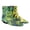 Green Flowers, variant on Women Square Toe Ankle Boots Square Toe Low Heel with Side Zipper Comfy Short Booties Daily Casual Shoes Size 16 Zebra