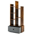 thumbnail image 1 of Patiojoy Tree Shaped Bookcase with Drawer Free Standing Bookshelf with 7 Open Storage Shelves Tall Display Rack with Bookshelves Brown, 1 of 10
