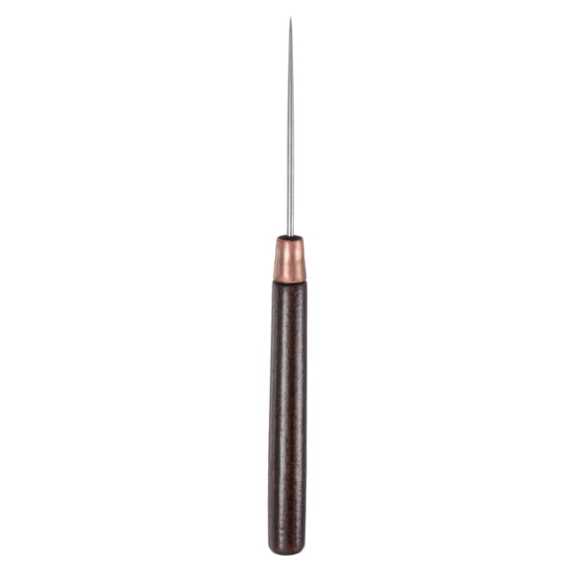 Aguja de coser manual, herramienta delgada para perforar cuero con mango de madera, roja