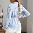 thumbnail image 3 of Chemisier pour Femmes, Chemise à Rayures à Col Cranté à Manches Longues avec Taille Fuselée à Cordon, Mi-Longue, 3 of 5