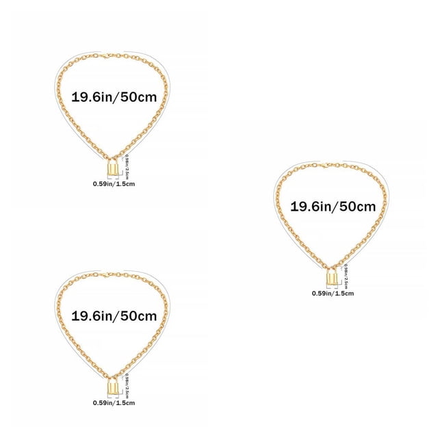 ZheElen Lock Pendant Chain Necklace Fashionable And Simple Lock Shape Pendant Lock Shape Pendant Necklace Glod 3Set