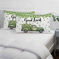 thumbnail image 3 of St Patrick's Day Pillow Covers, Linen Long Throw Pillow Case, Green Truck Lucky Shamrock Four Leaf Spring Holiday Pillow Protector Decorative Cushion Cover for Living Room/Bedroom 20" x 26", 3 of 8