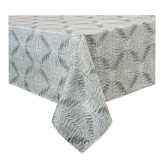 Rectangle Tablecloth Sage Green White Leaf Design 60 x 102 Benson Mills