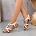 thumbnail image 2 of Dakaela Womens Flat Sandals Arch Support Summer Beach Walking Shoes Comfortable Bohemian Flip Flops with Elastic Ankle Strap White Size 6, 2 of 9