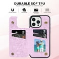 thumbnail image 6 of For iPhone 16e Case with Card Holder, Stylish Flower with Glitter Bling Rhinestone Stand Shockproof Slim Fit Bumper Wallet Case for Apple iPhone 16e, Flower, 6 of 6