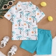 thumbnail image 2 of CAUYDY Baby and Toddler Boys' Short Sleeve Button Up Shirt and Shorts 2-Piece Outfit Set(L101-White,6-7 Y), 2 of 9