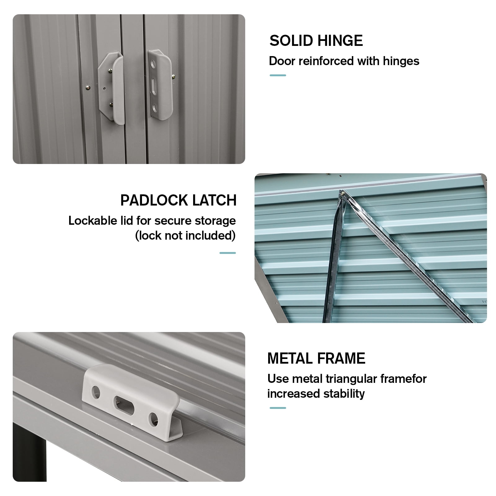 Outdoor Metal Garbage Bin Shed, Lockable Waterproof Storage Shed for 3 Trash Cans, Patio Waste Enclosure