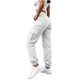 thumbnail image 4 of QIYAGBSA Women's Jogger Pants Elastic Waist Drawstring Multi Pocket Outdoor Hiking Casual Daily Wear (White M), 4 of 7