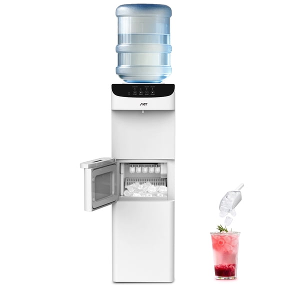 IKT Top Load Water Dispenser with Ice Maker, 22 lbs Ice/24H,for 3-5 Gal,Chlid Safety Lock,White,for Home/Office