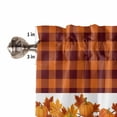 thumbnail image 5 of Fall Curtain Valance for Windows/Kitchen/Living Room/Bedroom, Thanksgiving Orange Pumpkin Maple Leaves Plaid Rod Pocket Window Treatment Short Drape Topper Small Tier Cafe Curtains Panel 42X12, 5 of 7