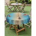 thumbnail image 5 of Dark Blue Khaki Ombre Outdoor Tablecloth with Umbrella Hole, Modern Abstract Art Gradient Spillproof Waterproof Outdoor Table Cover, Patio Tablecloths for Party/Garden/Picnic, Round 60 inch, 5 of 9