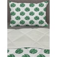 thumbnail image 3 of Aloha Comforter & Sham Bedding Set, Exotic Evergreen Forest Pattern Monstera Leaves Jungle Foliage Brazil Nature, 3 pcs Duvet Set Microfiber Filling Quilt, 5 Sizes, Green and White, by Ambesonne, 3 of 4