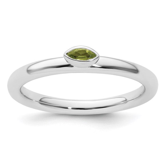 Auriga Fine Jewelry 925 Sterling Silver Peridot Ring for Women Size 7