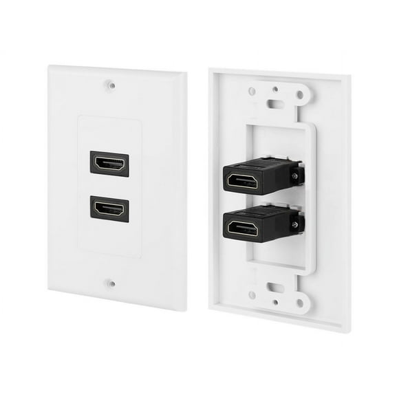 4XEM Dual HDMI Wall Plate - Flush mount wallplate - HDMI X 2 - white - 2-gang - for P/N: 4XHDMI4K2KPRO100