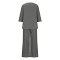 thumbnail image 5 of Fashion Two Piece Sets for Women Plus Size Loose Casual Solid Color Cotton Linen Three Quarter Sleeved Top Wide Leg Pants Two-piece Set Gifts for Womens, 5 of 5