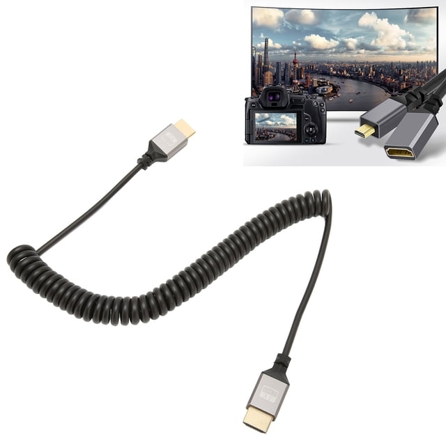 Interfaz HD Multimedia Cable Interfaz en Espiral Alta Velocidad 4K 60Hz Cable de Resorte Masculino para la Cámarae Para La Cámara