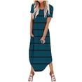 thumbnail image 1 of Vestidos de Verano de Mujer Casual Cuello Redondo Bolsillos de Manga Corta Impresión Vestido Largo, Vestido Ligero de Poliéster para Diario, Fiesta Y Primavera, 1 of 6