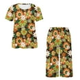 thumbnail image 5 of DISNIMO Flower Printed Women's Pajama Sets Soft 2 Piece Pjs Set Summer Sleepwear Round Neck Tops and Capri Pant Lounge, L, 5 of 7