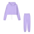 thumbnail image 3 of Women's 2 Piece Outfits Hoodie Sweatsuit Sets Over Sized Sweatshirt Baggy Fall Fashion Sweatpants with Pockets, Cozy and Trendy Ensemble,Purple,2XL, 3 of 6