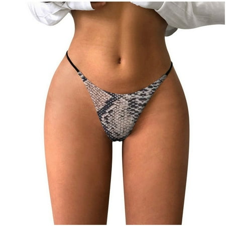 

EHTMSAK Women s Leopard G String Thong Briefs Soft Low Rise Underwear Gray 2XL