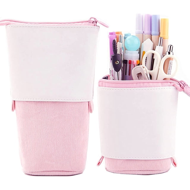 Estuche de papelería con soporte telescópico para lápices, bolsa de transformador de pie de pana de PU, organizador colorido, ideal para bolsa de cosméticos, bolsa de maquillaje Sailing Electrónica