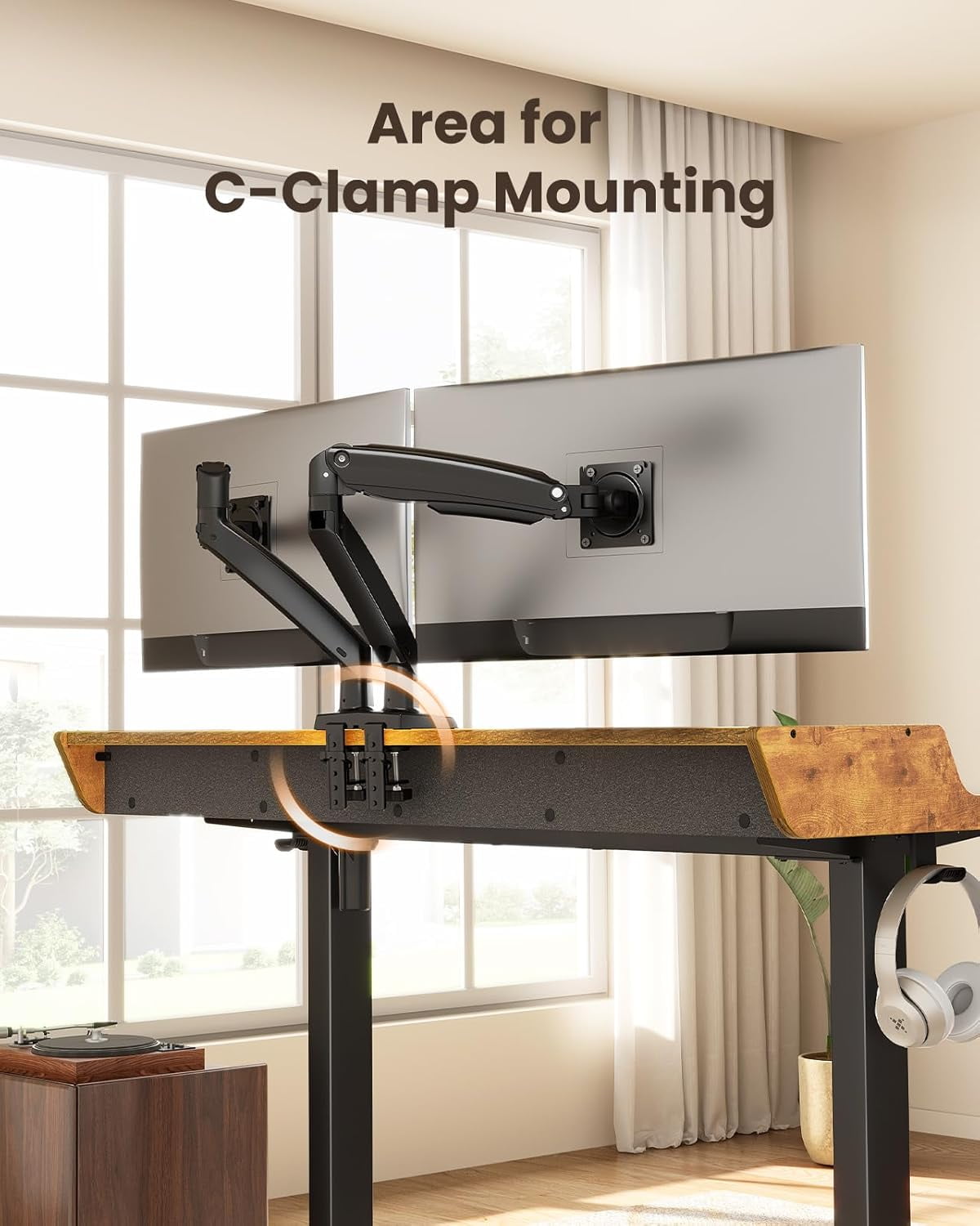 CHITOOMA 55" x 28″ Electric Standing Desk with Drawers, Height Adjustable Gaming Desk with Monitor Stand & Storage Shelf, 4 Preset Heights for Home Office, Brown