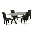 thumbnail image 2 of East West Furniture X697EN169-5 5-Pc Dining Room Set - 4 Padded Parson Chairs and 1 Modern Rectangular Cement Dining Room Table Top with High Stylish Chair Back - Wire Brushed Black Finish, 2 of 10